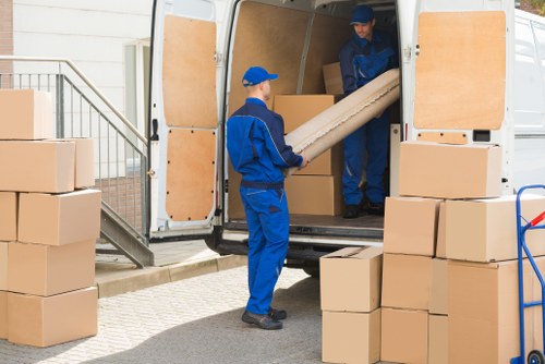 Removal van and moving team in Pimlico street
