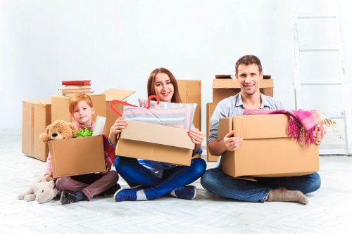 Household storage space in Pimlico with neatly stacked boxes
