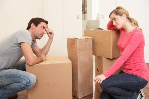 Prepared sofas and tables stored safely in Pimlico