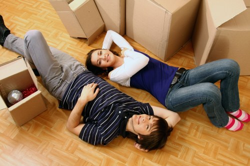 Packed moving boxes prepared for Pimlico house removals